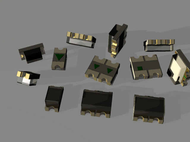 芯片LED的SMD封装0603和0606，高度0.7毫米。单色、双色和三色版本